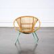 Fauteuil en rotin pieds métal vert