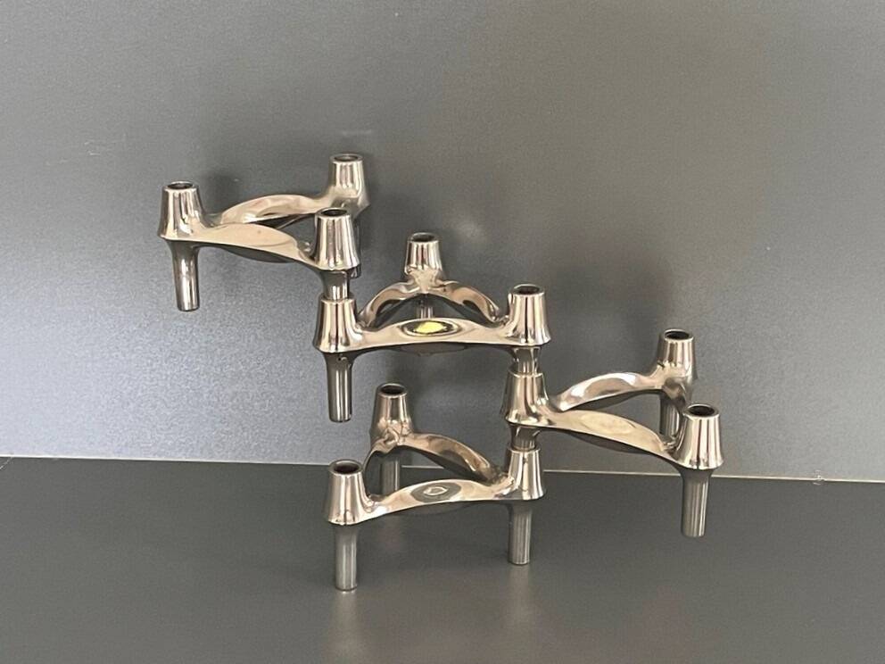 4 modular Nagel candlesticks. Vintage 70s