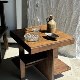 Table d'appoint carrée piètement quadripode à entretoise de style moderniste