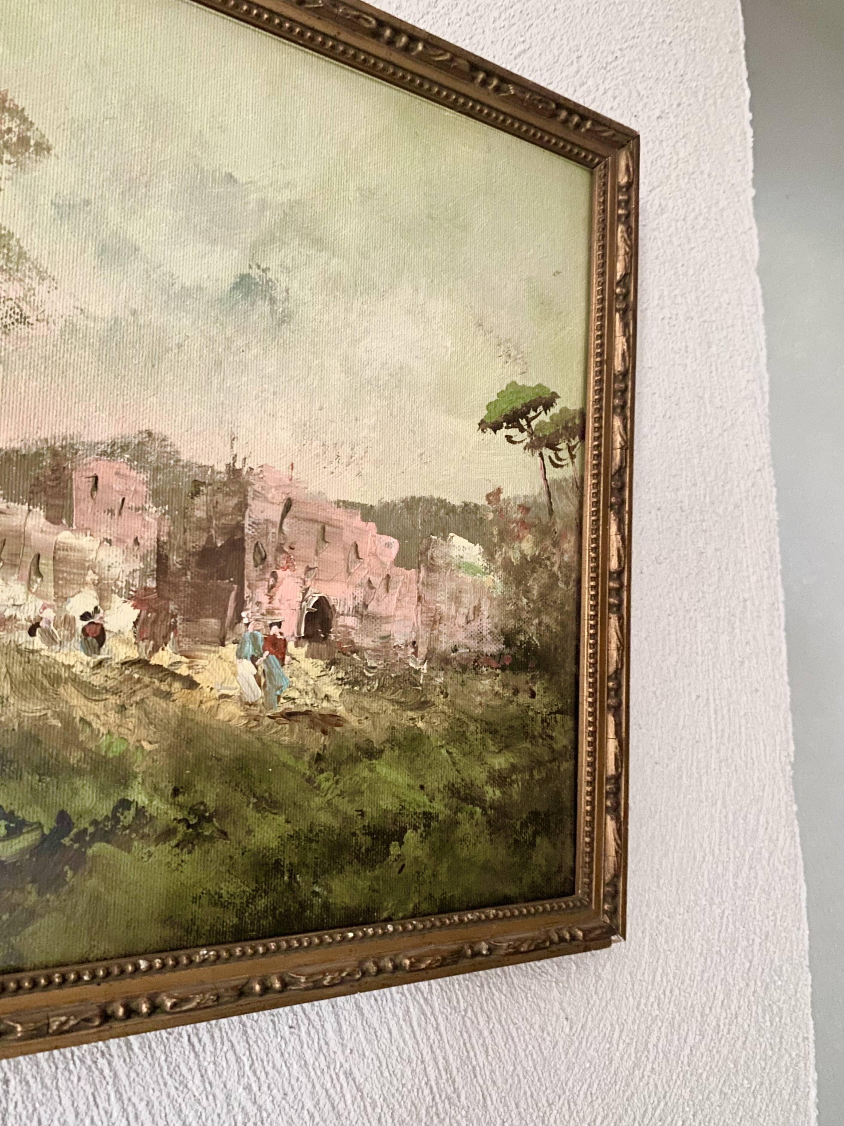 Huile sur toile  début 1900 sous verre