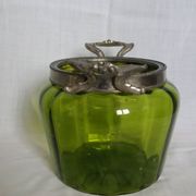 Napoleon III Art Nouveau glass and silver-plated biscuit jar