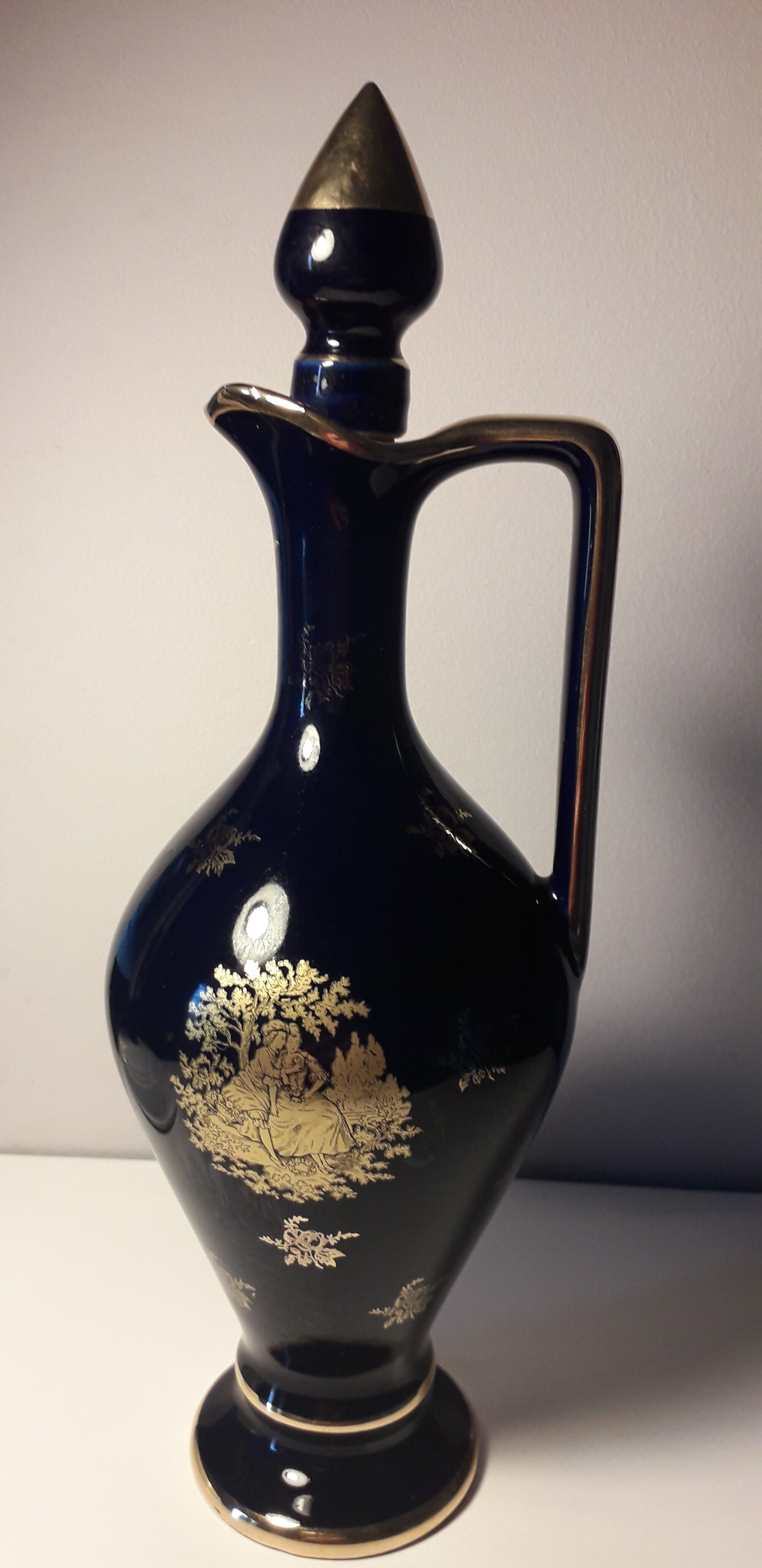 Old blue porcelain ewer "R" - Villers les Nancy