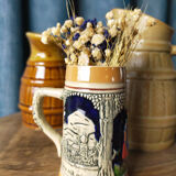 Two pitchers and a small original king beer mug