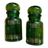 Vintage golden green apothecary jars