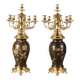 Pair of Japanese Candelabra - Meiji Base with Shakudo Decoration