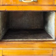 Antique icebox with brass details, Italy, late 19th century.