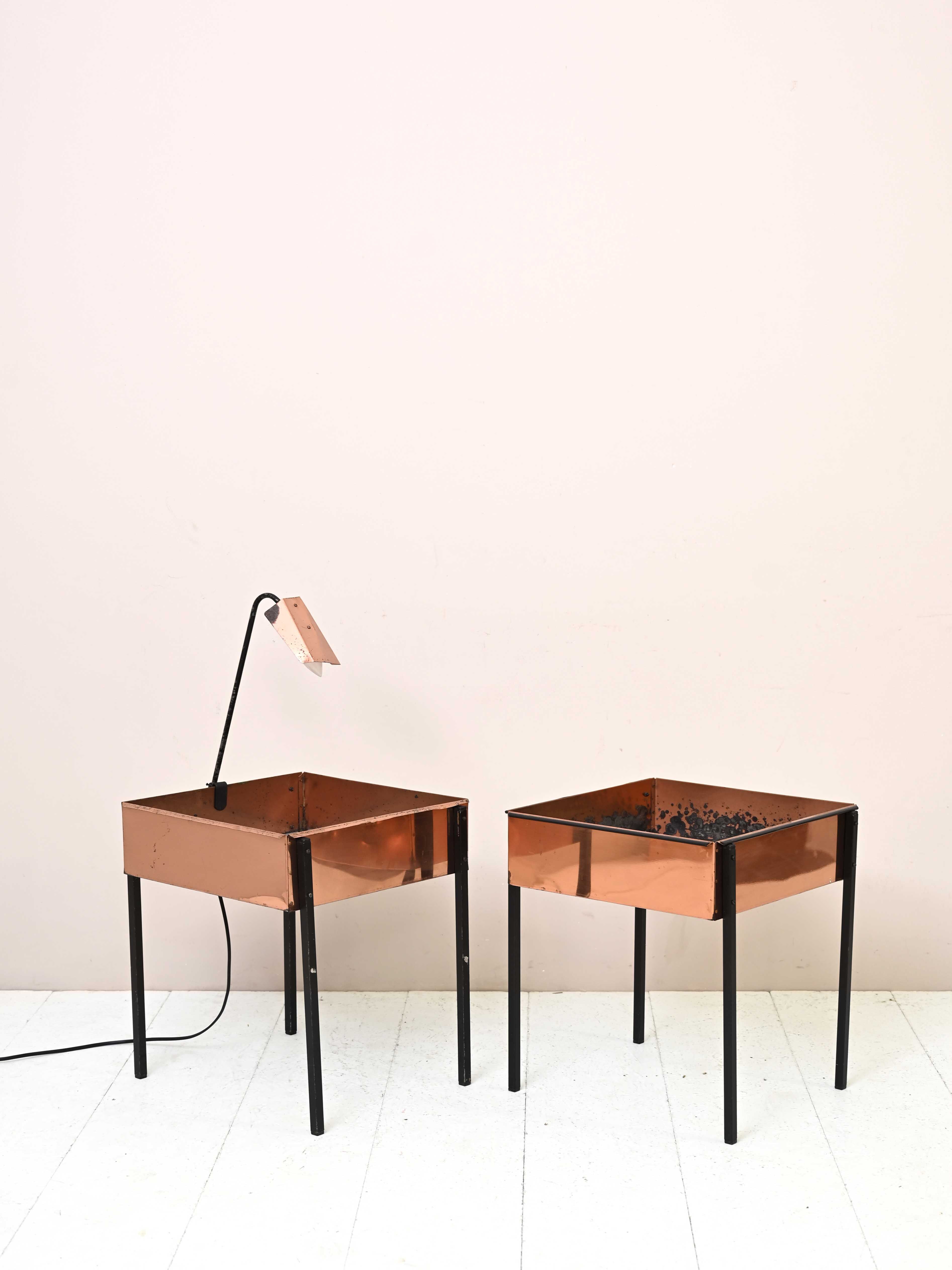 Copper planters with lamp