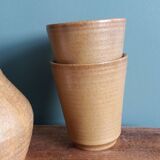 Cider or orangeade service Digoin, jug and stoneware glasses.