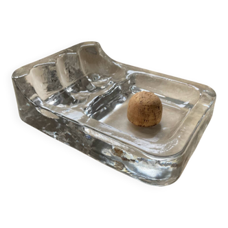 Cendrier à pipe vintage en verre moulé