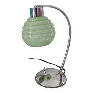 Lampe chromé et opaline moucheté