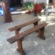 Pair of farm benches in rustic oak