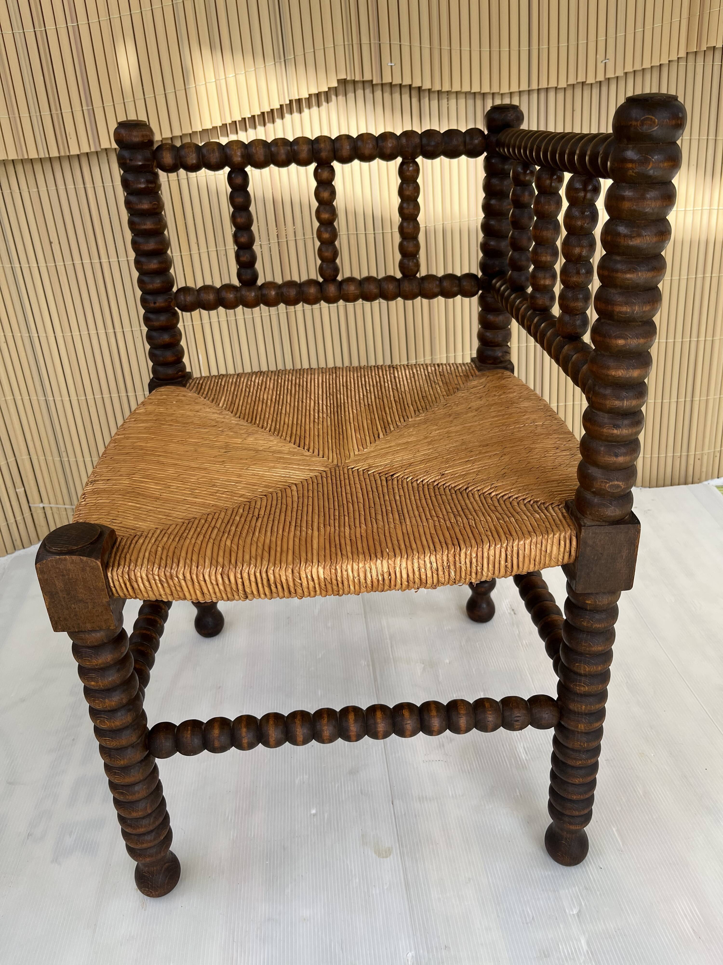 Corner chair wood turned vintage, 50-60s