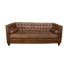 Chesterfield sofa in brown studded leather 4 seater