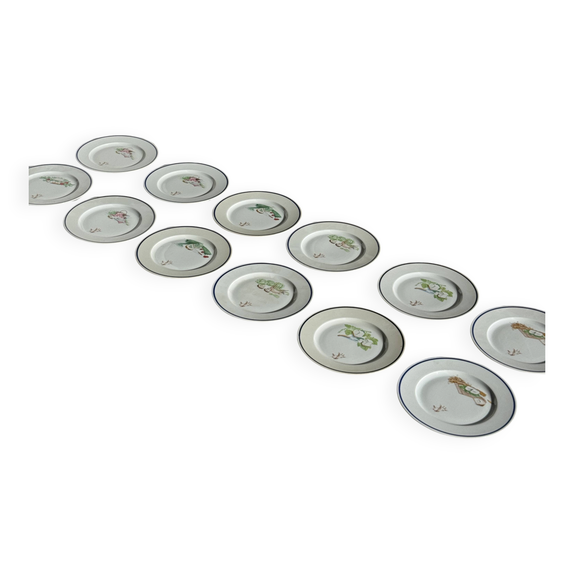 Set of 12 cheese plates France Chavroux 1990s D 21.5