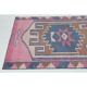 1970s Vintage Turkish Oushak Handmade Wool Cotton Pink Runner Rug 89x299