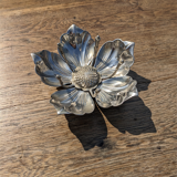 Silver metal flower ashtray