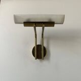 Vintage wall lamp, brass and sandblasted glass, France, 1970