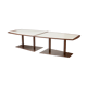 Brutalist conference table made of wood and steel