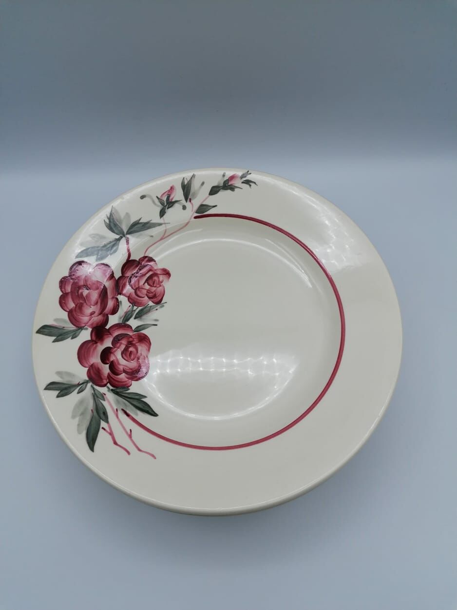 Rosy Sarreguemines Plate Set