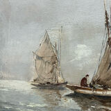 Oil painting on canvas, navy signed G. Luigi