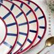 5 Small Vintage French Plates Terre de Fer HBCM Béarn blue and red stripes