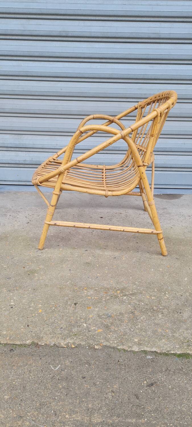 Rattan shell armchair 1960