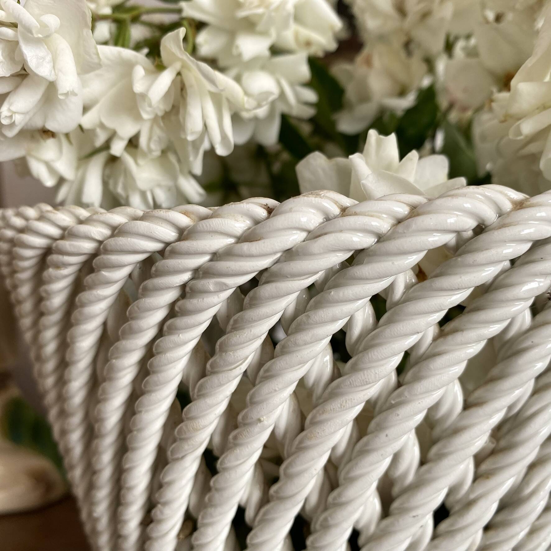 Woven ceramic plant pot