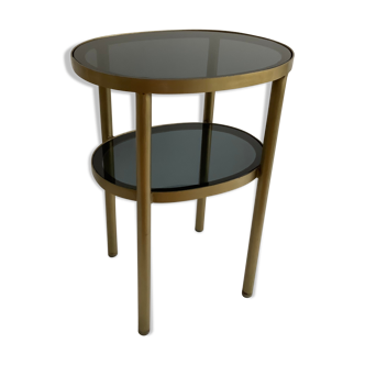 Brass side table and smoked glass