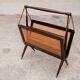 Folding magazine holder wood and caning by Cesare Lacca, made in Italy