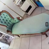 Récamier/Ancienne méridienne style baroque turquoise 1840
