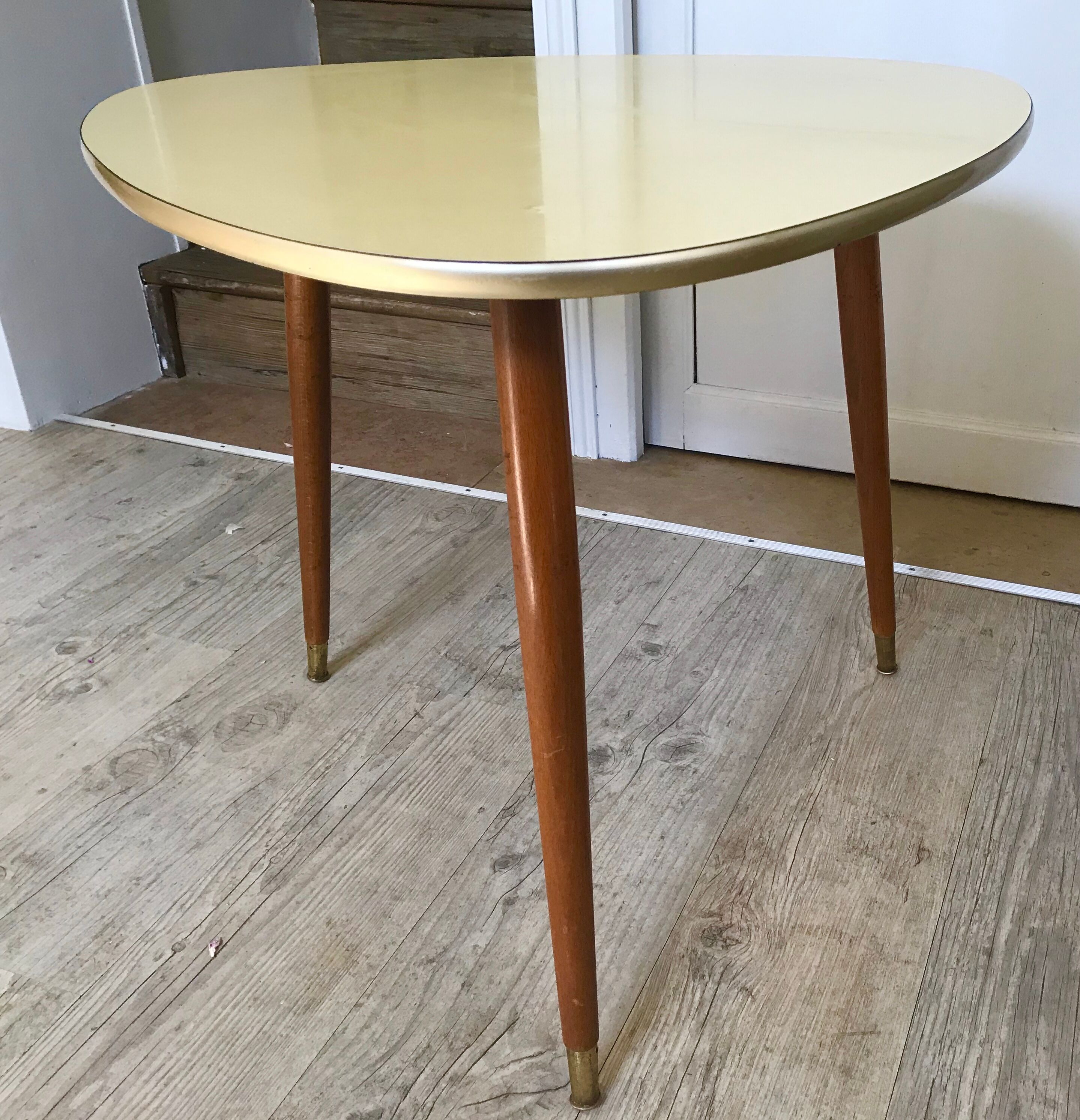 Vintage coffee table tripod feet compass