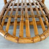 Vintage bamboo and woven wicker coffee table