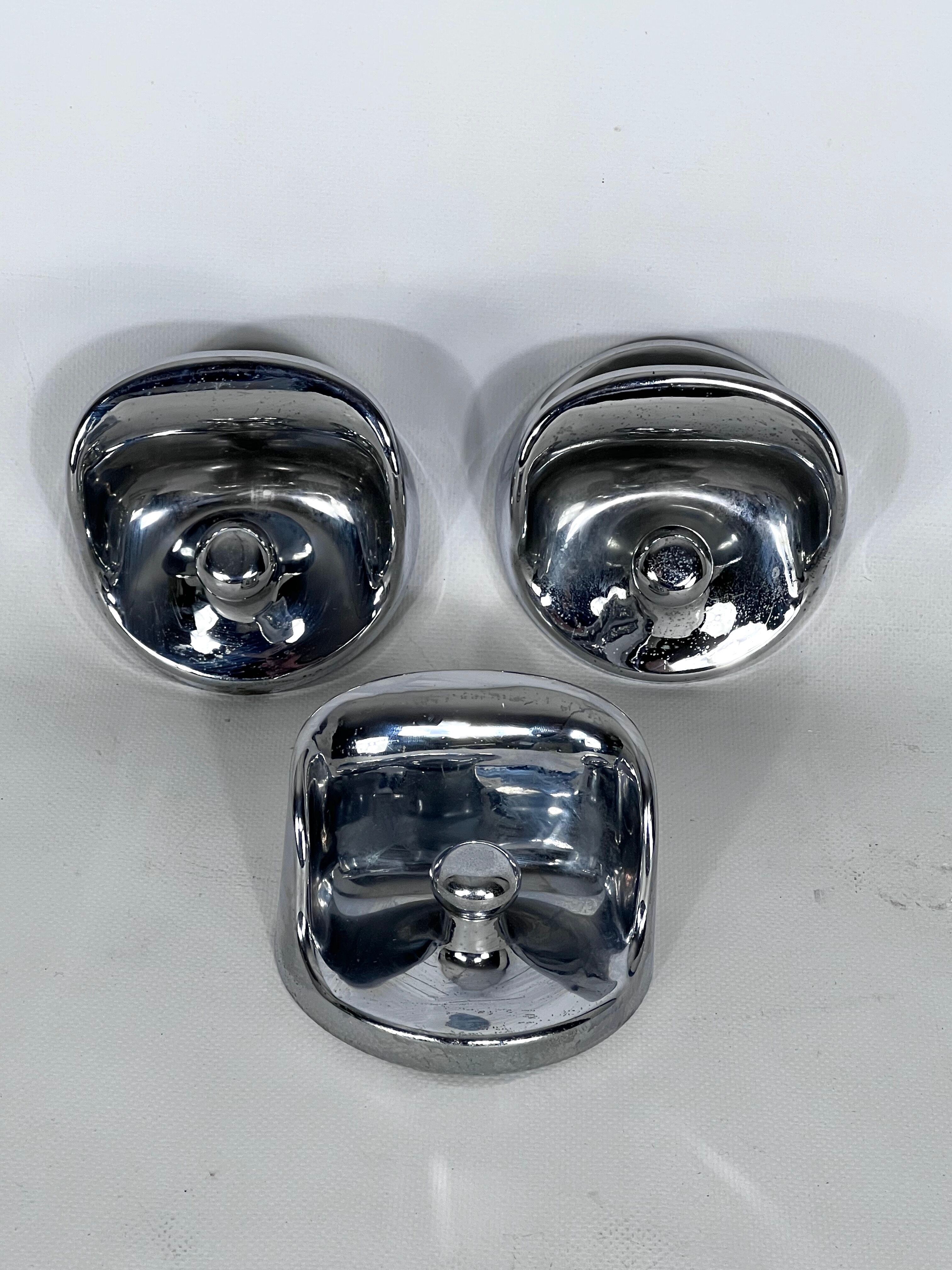 Mid-century modern set of three chrome plastic coat hangers Olaf Bohr 1960s