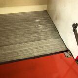 Stunning Formica Red and White Oblique Line Storage Furniture