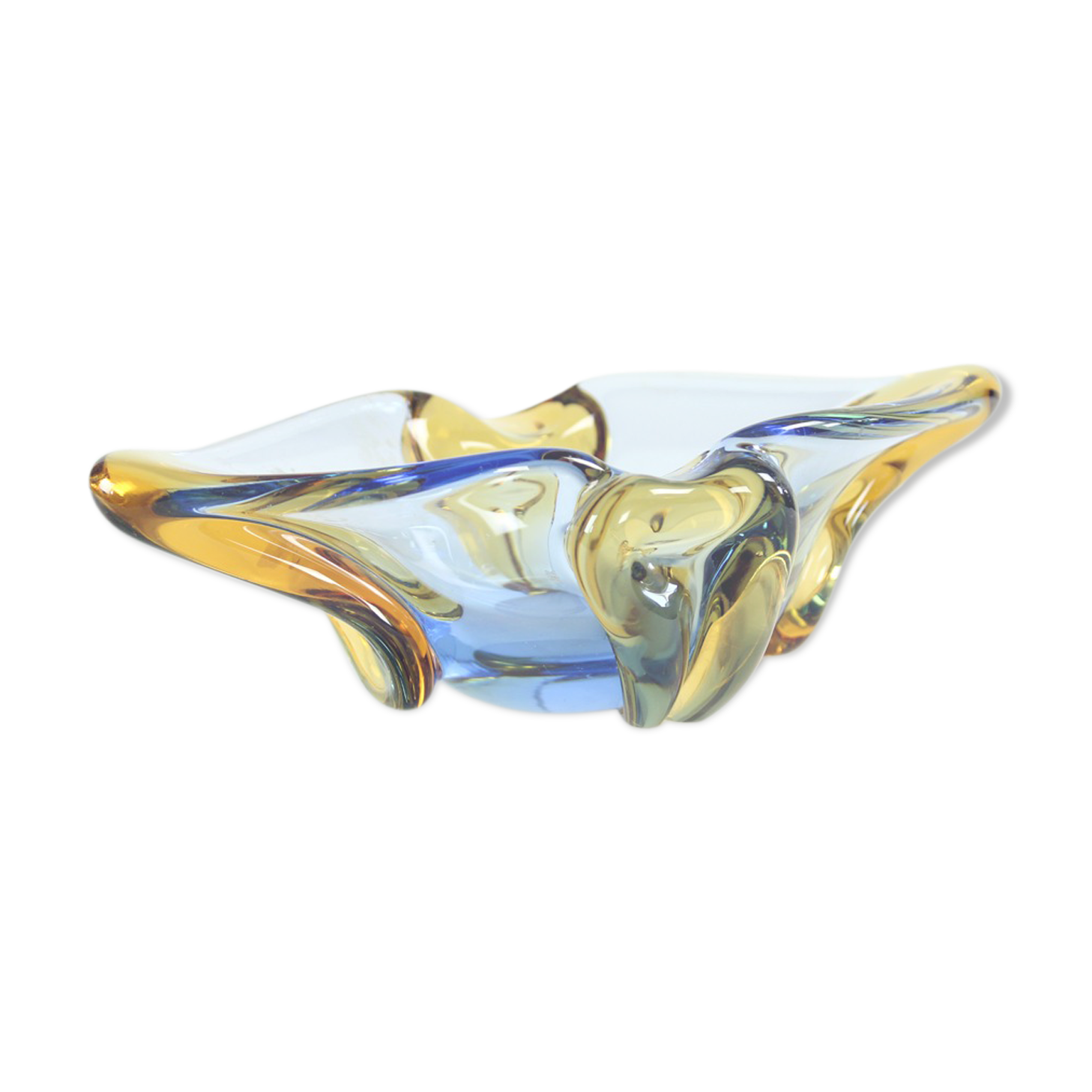 Vintage art glass bowl by Frantisek Zemek, Skrdlovice, Czechoslovakia 1960s