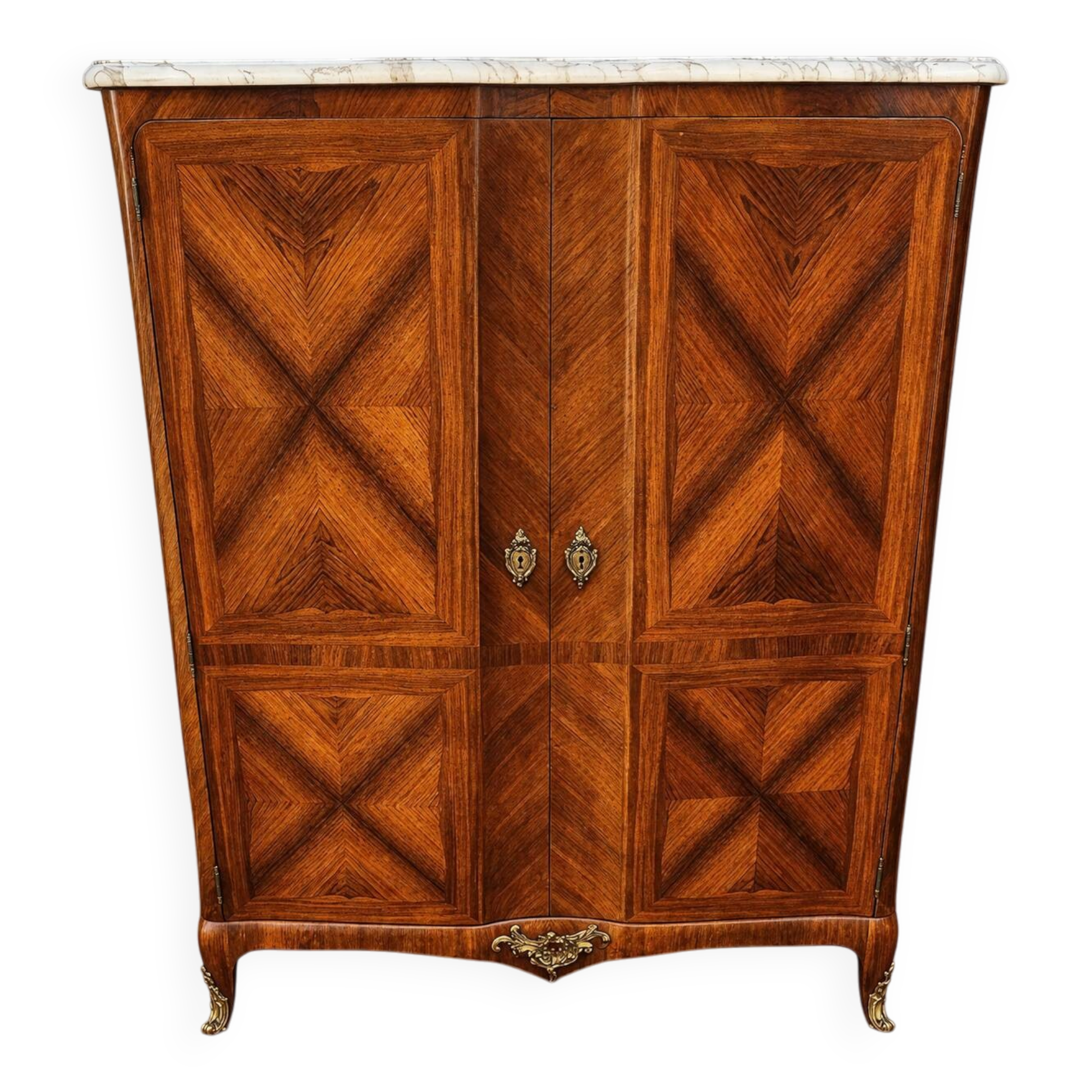 curved buffet in marquetry – Louis XV / Louis XVI Transition style