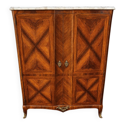 buffet haut galbé en marqueterie – style Transition Louis XV / Louis XVI