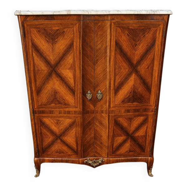 buffet haut galbé en marqueterie – style Transition Louis XV / Louis XVI