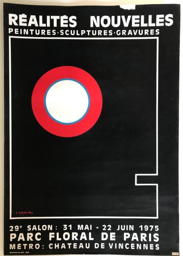 Affiche d'exposition originale de Jean LEPPIEN pour le 29e Salon des Réalités nouvelles, 1975