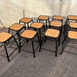 Set of 12 black industrial stools