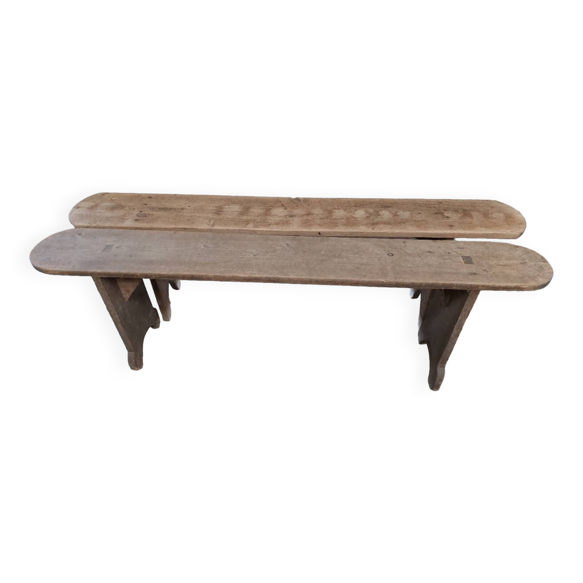 Lot of old wooden benches