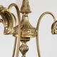 Doré laiton Brass chandelier, 1930s antique ceiling lamp with 3 lights, ribbed design