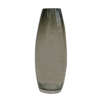 Vase vintage en verre fumé