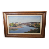 Oil painting on isorel Montlouis sur Loire - Rochecorbon Signed D Guiet