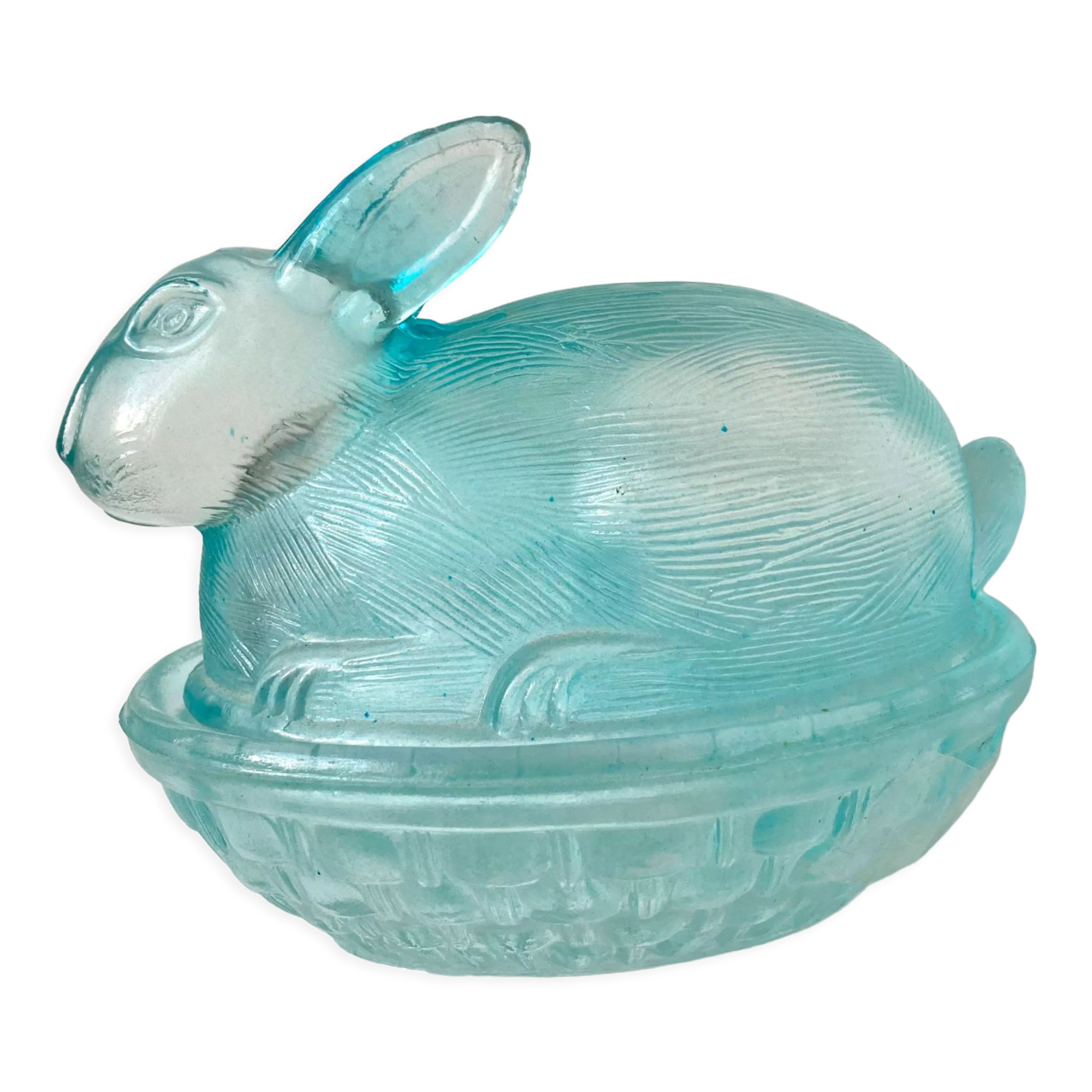 Rabbit-shaped molded glass candy box