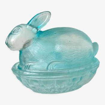 Rabbit-shaped molded glass candy box