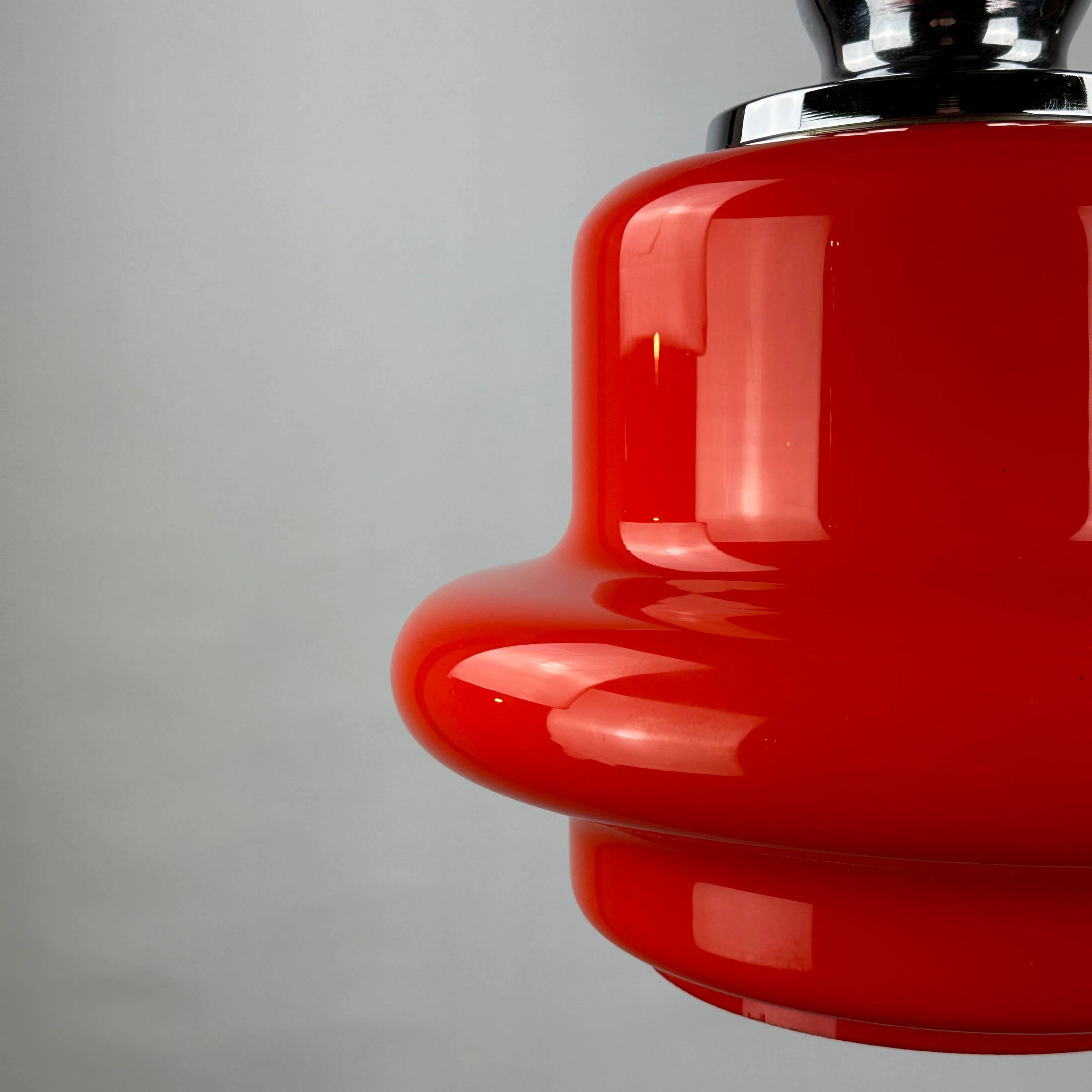 Red opaline glass pendant by Hustadt Leuchten, 1960