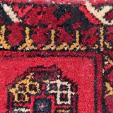 Tapis vintage fait main Ersari – 25 x 31 cm – Rouge éclatant - 1C969