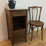 Meuble d'appoint rustique bois massif et marbre blanc