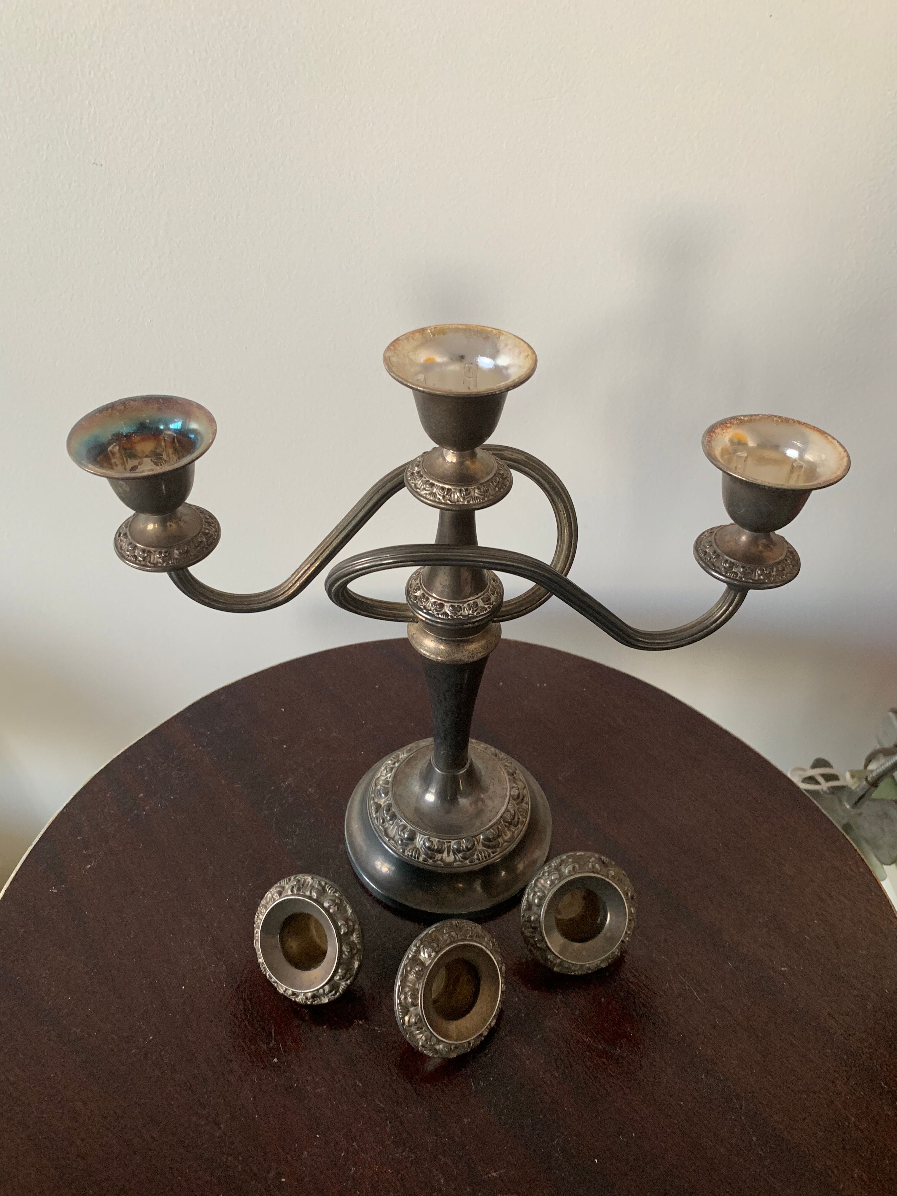 Bougeoir, silver metal candelabra